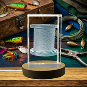 3D Engraved Fishing Line Crystal Sculpture - Unique Gift for Anglers