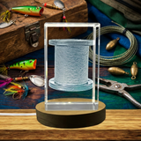 3D Engraved Fishing Line Crystal Sculpture - Unique Gift for Anglers