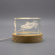Bass Boat 3D Engraved Crystal Gift