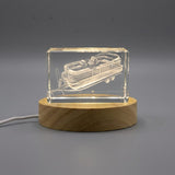 Pontoon boats — 3D laser-engraved crystal keepsake, Made in Canada