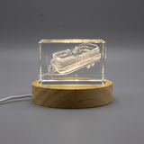 3D Engraved Crystal Gift of Pontoon Boats - Custom Award From A&B Crystal Collection