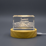 Catamaran 3D Engraved Crystal Gift for Water Sports Enthusiast