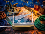 Marine Telescope 3D Engraved Crystal Trophy Award For Recognition | Artisan Crafted Luxury Décor