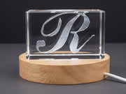 Trophée souvenir en cristal gravé 3D lettre R — Fabriqué au Canada