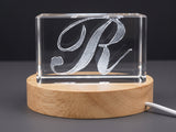 3D Letter R 3D Engraved Crystal Trophy Award Keepsake — Made in Canada - Custom Award From A&B Crystal Collection