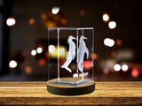 Penguin Paradise 3D Engraved Crystal Keepsake - Captivating Penguin Design - Made in Canada - Multiple Sizes Available A&B Crystal Collection