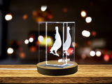 Pigeon Serenity 3D Engraved Crystal Keepsake - Canadian-made, Tranquil Pigeon Art A&B Crystal Collection
