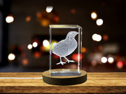Exquisitely Engraved Pair of Quail | 3D Engraved Crystal