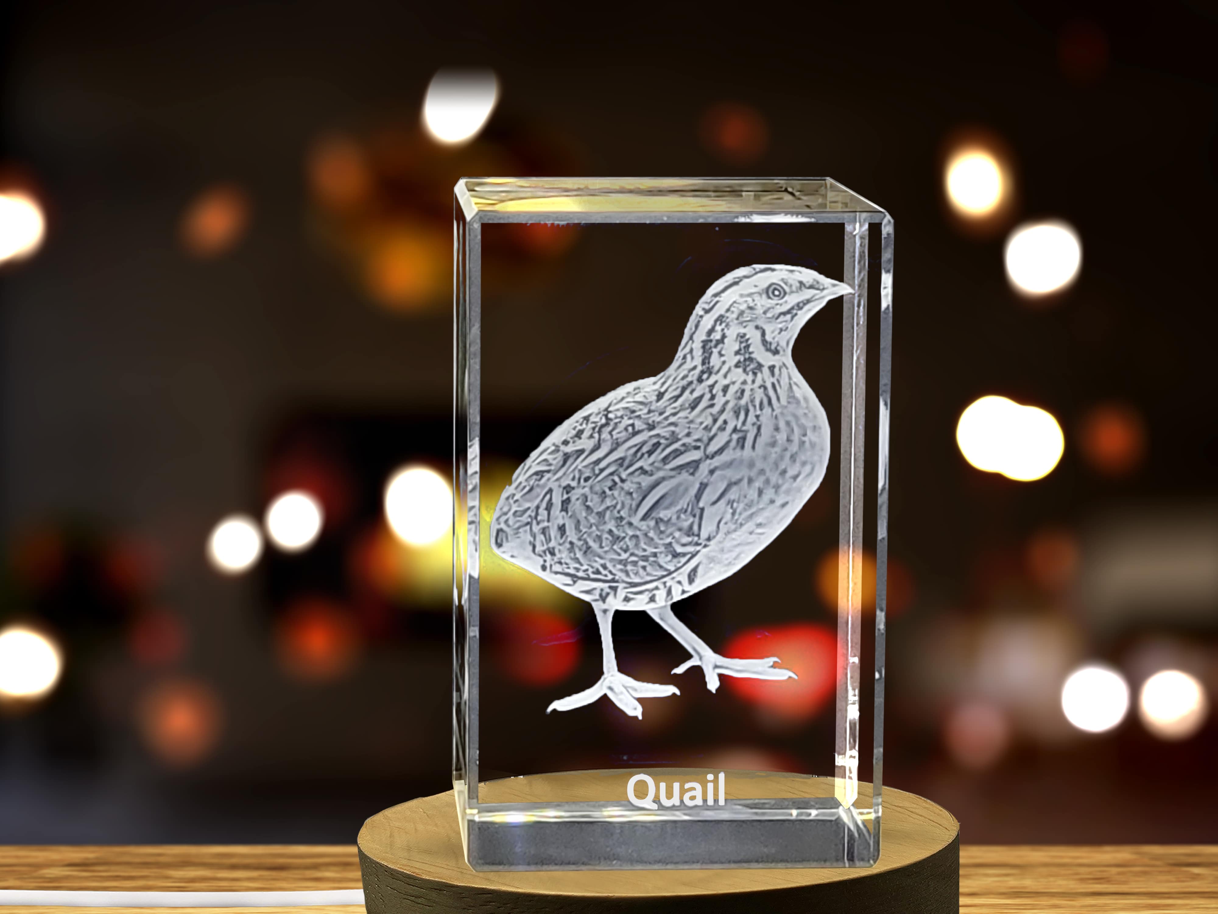 Exquisitely Engraved Pair of Quail | 3D Engraved Crystal A&B Crystal Collection