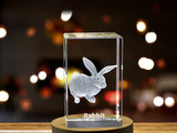 Lifelike 3D Engraved Crystal Rabbit | Handmade in Canada A&B Crystal Collection