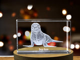 Sea Lion Serenade 3D Engraved Crystal Keepsake - Made in Canada A&B Crystal Collection