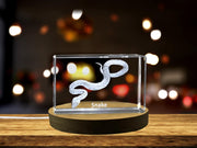 Serpent Serenity | Snake Design | 3D Engraved Crystal Keepsake
