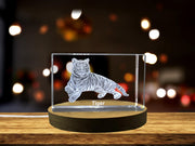 Majesté rugissante | Conception de tigre | Keeprsake à cristal gravé 3D