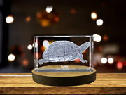 Sea Turtle 3D Engraved Crystal - Handcrafted in Canada | LED Base Light Included | Multiple Sizes