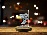 Crystal gravé 3D unique avec conception de pygargue à tête blanche - Cadeau parfait pour les amateurs d'oiseaux