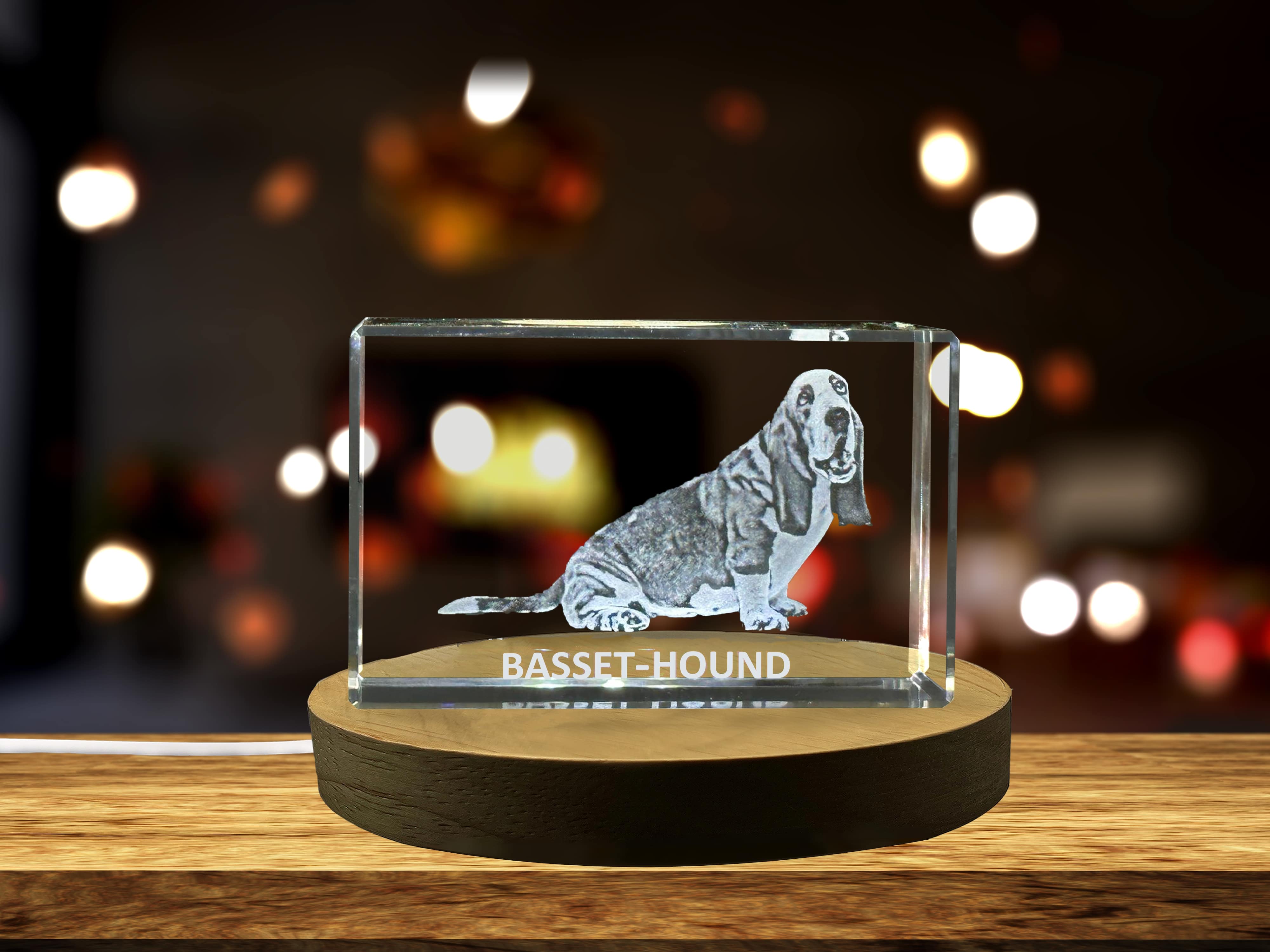Unique 3D Engraved Crystal with Basset Hound Design - Perfect Gift for Dog Lovers A&B Crystal Collection
