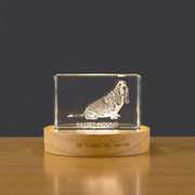 3D Crystal Basset Hound Sculpture, Laser Engraved Dog Figurine, Puppy Lover Gift Decor