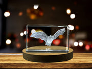 Unique 3D Engraved Crystal with Bat Design - Perfect Gift for Animal Lovers