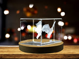 Unique 3D Engraved Crystal with Bat Design - Perfect Gift for Animal Lovers A&B Crystal Collection