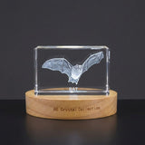 3D 3D Engraved Crystal Bat Sculpture — Made in Canada - Custom Award From A&B Crystal Collection