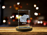 Unique 3D Engraved Crystal with Bear Design - Perfect Gift for Animal Lovers A&B Crystal Collection