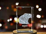 Unique 3D Engraved Crystal with Bear Design - Perfect Gift for Animal Lovers A&B Crystal Collection