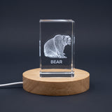 3D Engraved Bear Recognition Trophy Award with Complimentary LED Base - Unique Gift for Animal Lovers