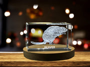 Unique 3D Engraved Crystal with Beaver Design - Perfect Gift for Animal Lovers