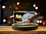 Unique 3D Engraved Crystal with Beaver Design - Perfect Gift for Animal Lovers A&B Crystal Collection