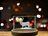 Red Deer Trophy Recognition Award Crystal Sculpture with Free LED Base Light - Exquisite Nature Gift - Custom Award From A&B Crystal Collection
