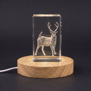 Sambar Deer Engraved 3D Engraved Crystal Trophy Award — Made in Canada