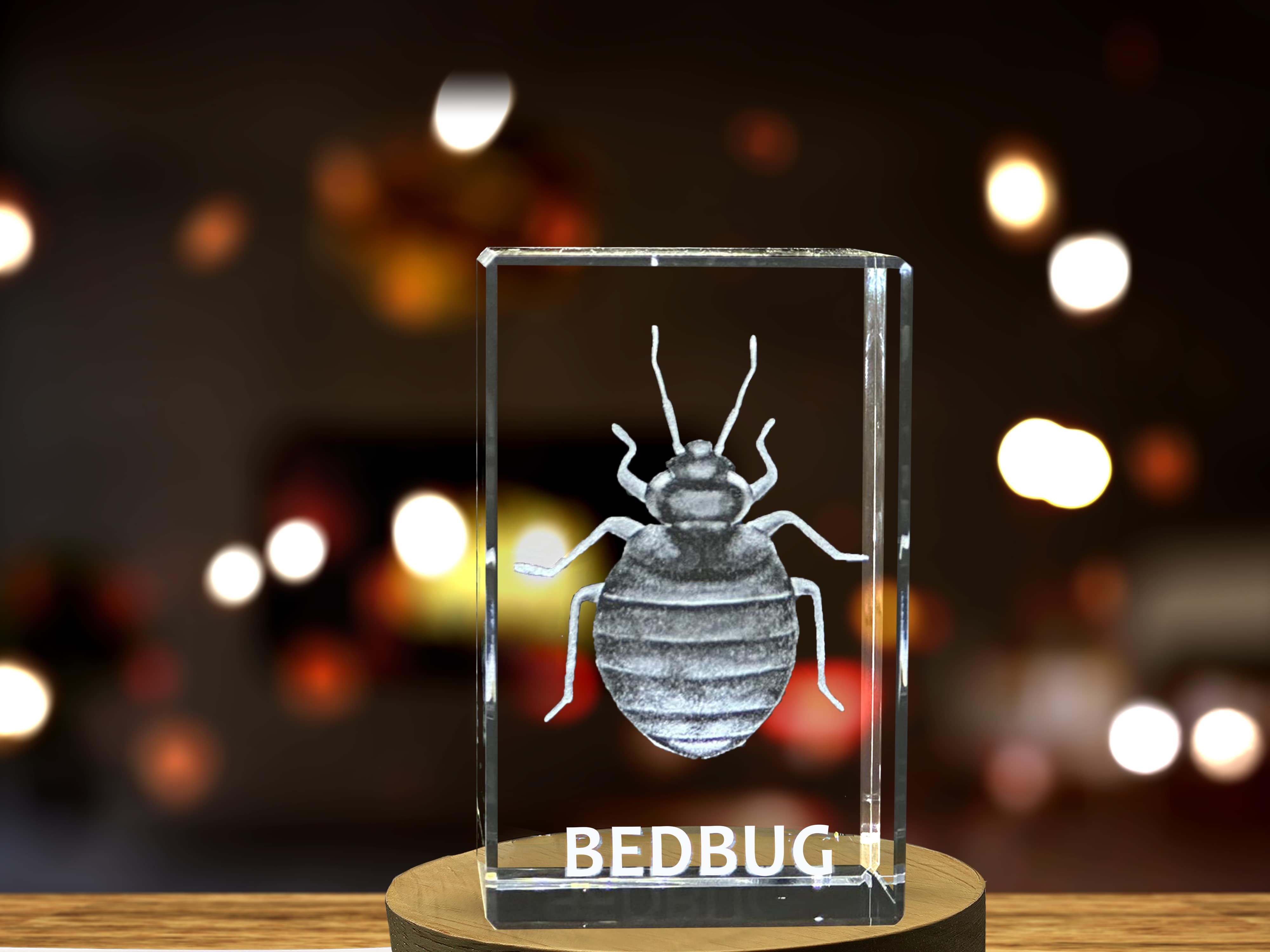 3D Engraved Crystal Bed Bug Figurine - Creepy Crawler Decor Piece A&B Crystal Collection