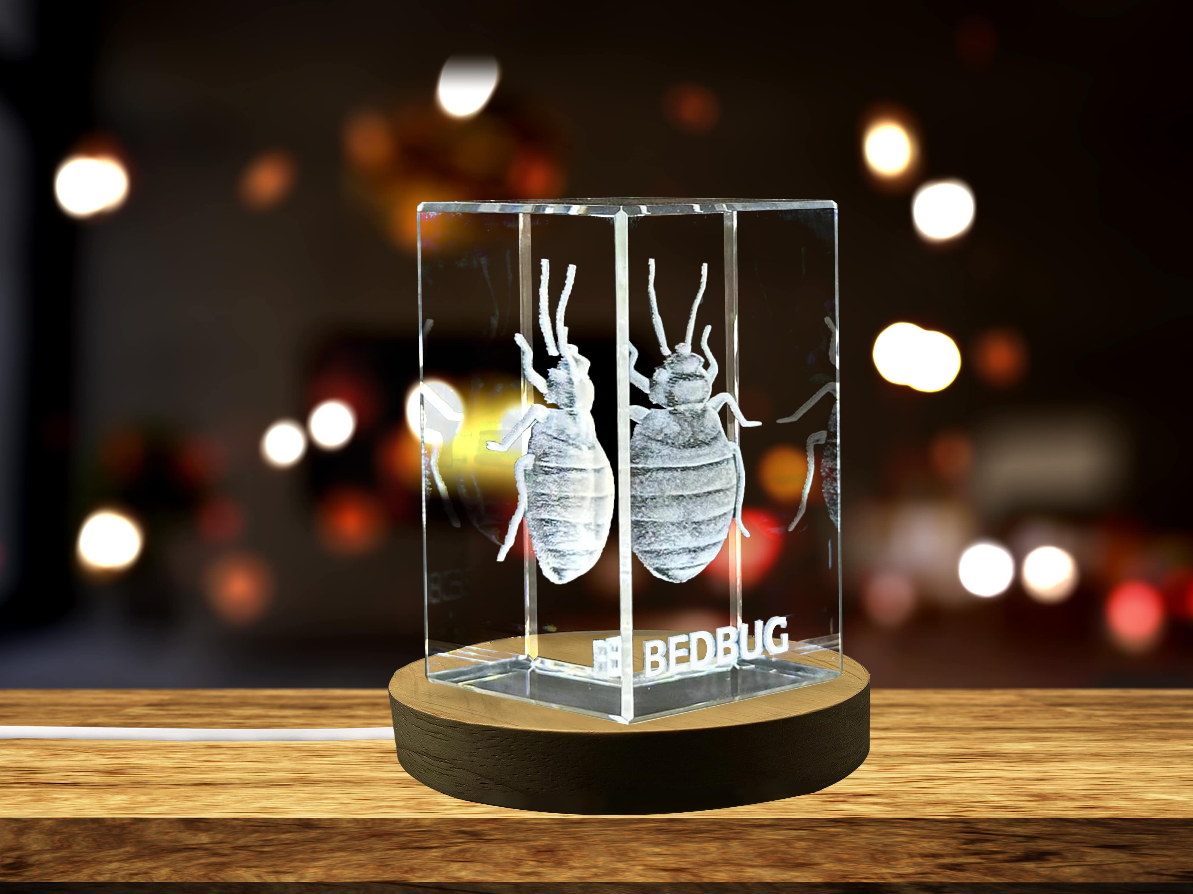 3D Engraved Crystal Bed Bug Figurine - Creepy Crawler Decor Piece A&B Crystal Collection