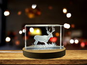 Mule Deer Crystal Trophy Award with Recognition | Exquisite 3D Engraving & LED Base