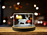 Mule Deer Crystal Trophy Award with Recognition | Exquisite 3D Engraving & LED Base - Custom Award From A&B Crystal Collection