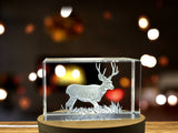 Mule Deer Crystal Trophy Award with Recognition | Exquisite 3D Engraving & LED Base - Custom Award From A&B Crystal Collection
