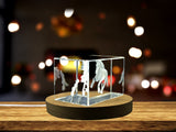Gypsy Vanner Horse Recognition Trophy - Exquisite 3D Engraved Crystal with LED Base - Custom Award From A&B Crystal Collection