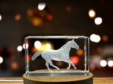 Appaloosa Horse Crystal Trophy Award - Exquisite Engraved Sculpture With Free LED Base Light Recognition - Custom Award From A&B Crystal Collection