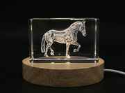 Mustang Horse Recognition Trophy - 3D Laser Engraved 3D Engraved Crystal Sculpture With LED — Made in Canada