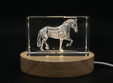 Mustang Horse Recognition Trophy - 3D Laser Engraved 3D Engraved Crystal Sculpture With LED — Made in Canada