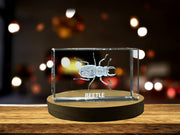 Unique 3D Engraved Crystal with Beetle Design - Perfect Gift for Insect Lovers