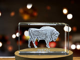 Unique 3D Engraved Crystal with Bison Design - Perfect Gift for Animal Lovers A&B Crystal Collection