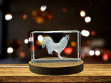 Recognition 3D Engraved Crystal Leghorn Chicken Trophy Award with LED Base Light