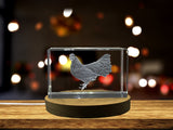 Minorca Chicken 3D Engraved Crystal Trophy Award Gift with Recognition & LED Base Light