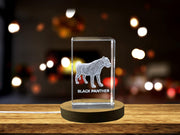 Unique 3D Engraved Crystal with Black Panther Design - Perfect Gift for Animal Lovers