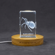 3D Crystal Black Widow Spider, Laser Engraved Arachnid Figurine, Gothic Insect Lover Gift