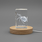 3D Crystal Black Widow Spider, Laser Engraved Arachnid Figurine, Gothic Insect Lover Gift