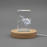 3D Crystal Black Widow Spider, Laser Engraved Arachnid Figurine, Gothic Insect Lover Gift