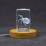 3D Crystal Black Widow Spider, Laser Engraved Arachnid Figurine, Gothic Insect Lover Gift - Custom Award From A&B Crystal Collection