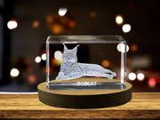 Unique 3D Engraved Crystal with Bobcat Design - Perfect Gift for Animal Lovers